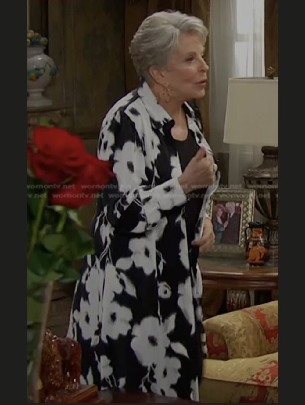Chico’s Twill Floral Print Maxi Shirt Dress Duster Black White Size 3.5 XL/US 18